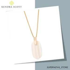 Kendra Scott Inez White Ivory Mother of Pearl Rose Gold Long Necklace $90 Box